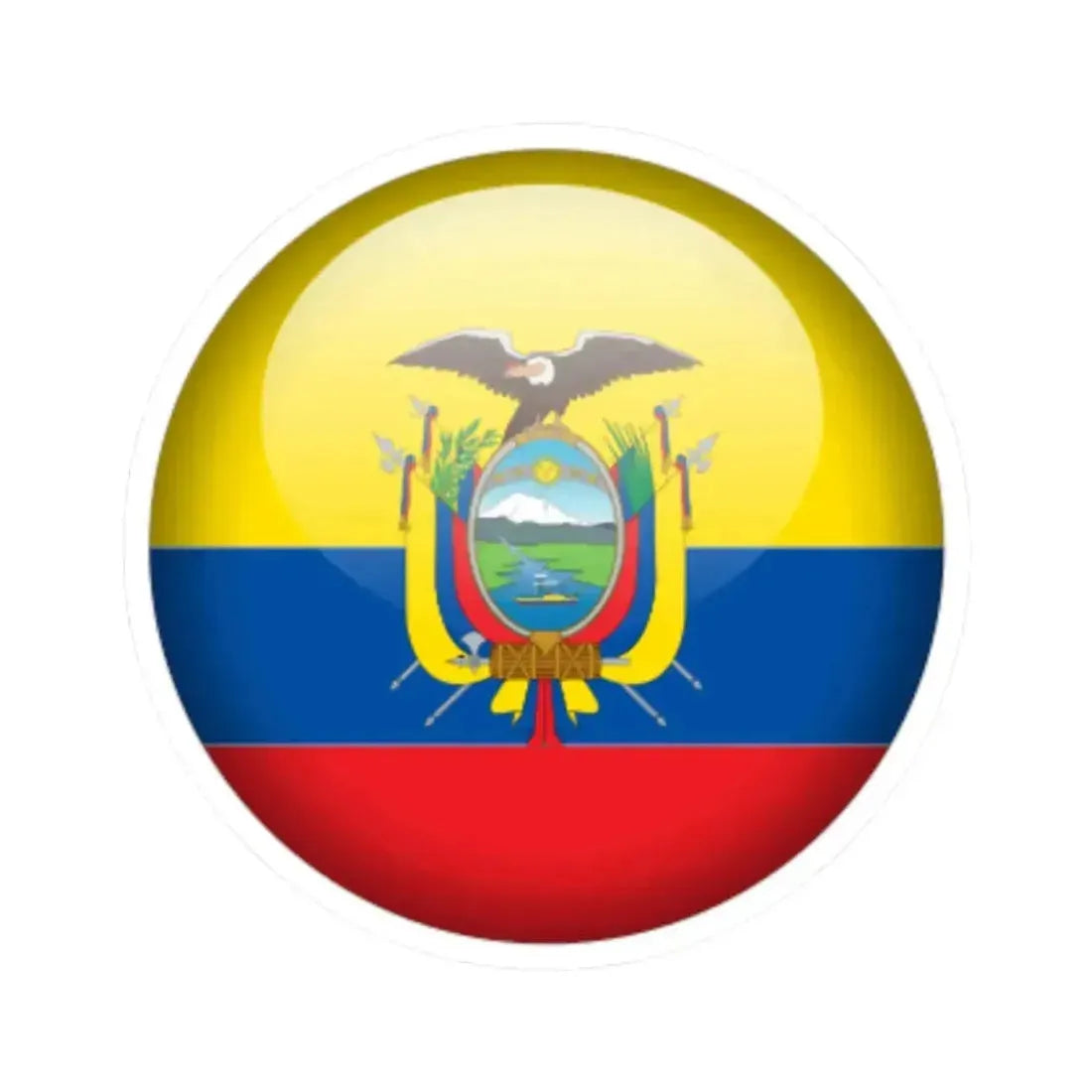 Flag orb Ecuador (Ecuador) STICKER Vinyl Kiss-Cut Decal 4 Inch White - The Sticker Space