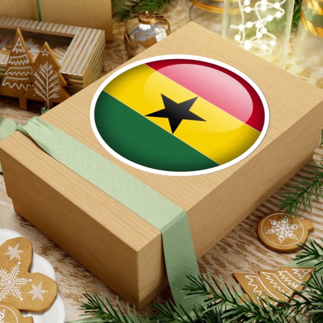 Flag orb Ghana (Ghana) STICKER Vinyl Kiss-Cut Decal - The Sticker Space