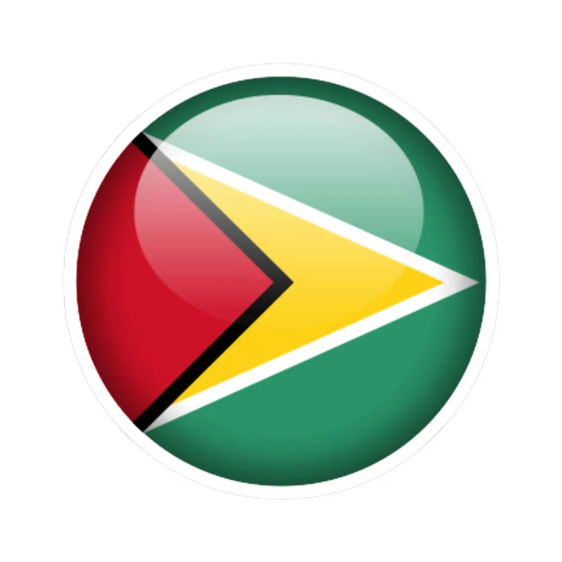 Flag orb Guyana (Guyana) STICKER Vinyl Kiss-Cut Decal 6 Inch White - The Sticker Space