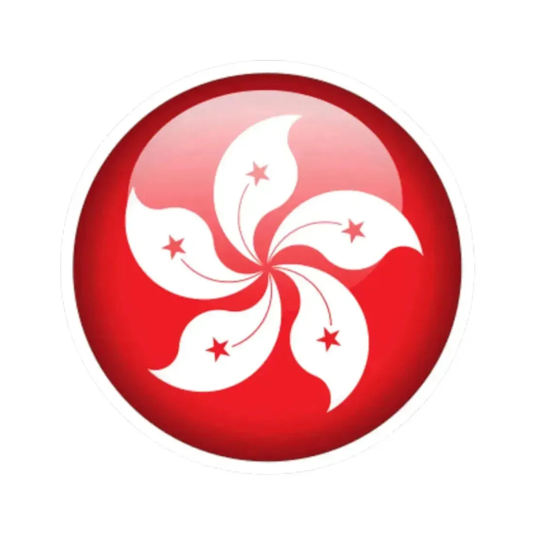 Flag orb Hong Kong (China) STICKER Vinyl Kiss-Cut Decal 4 Inch White - The Sticker Space