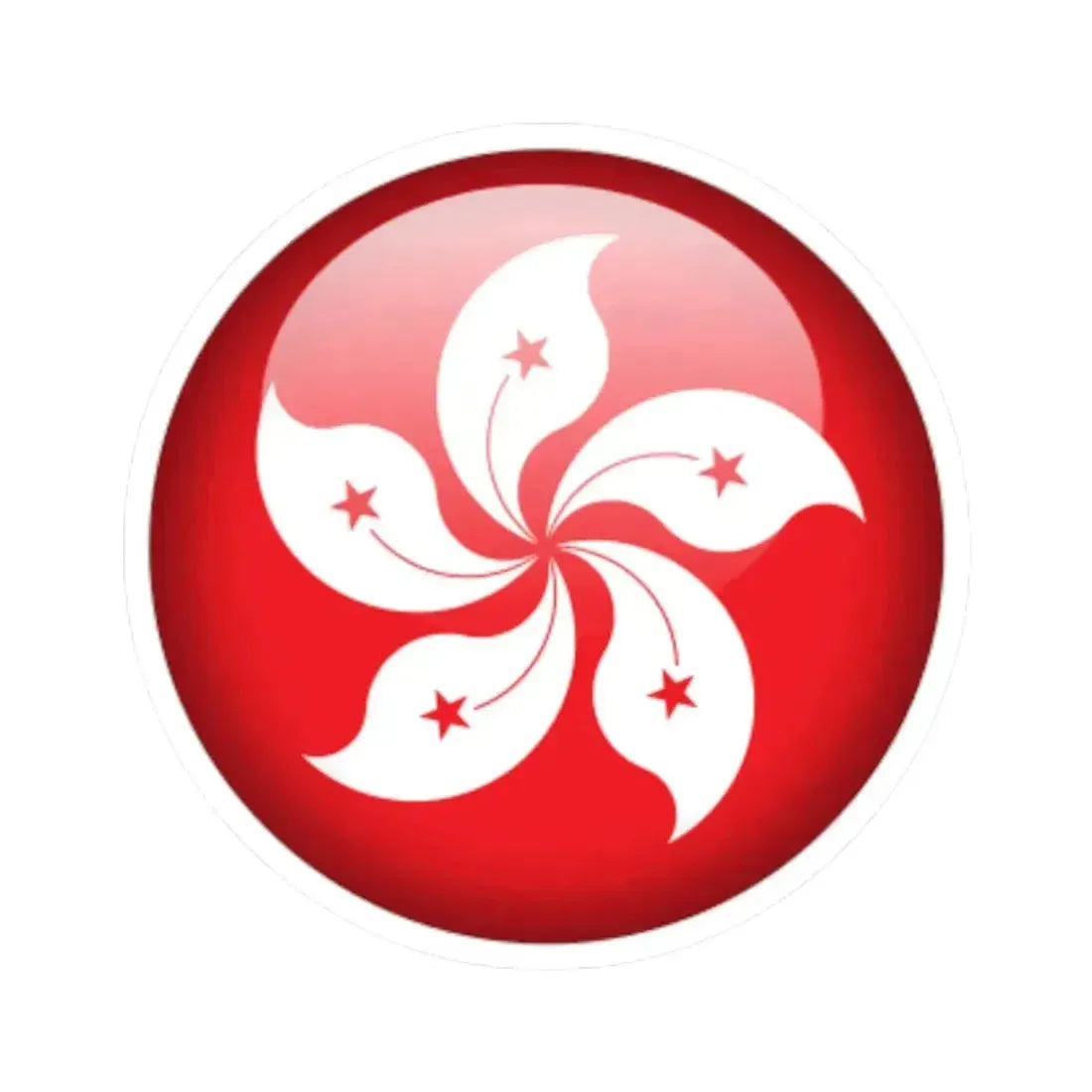 Flag orb Hong Kong (China) STICKER Vinyl Kiss-Cut Decal 6 Inch White - The Sticker Space