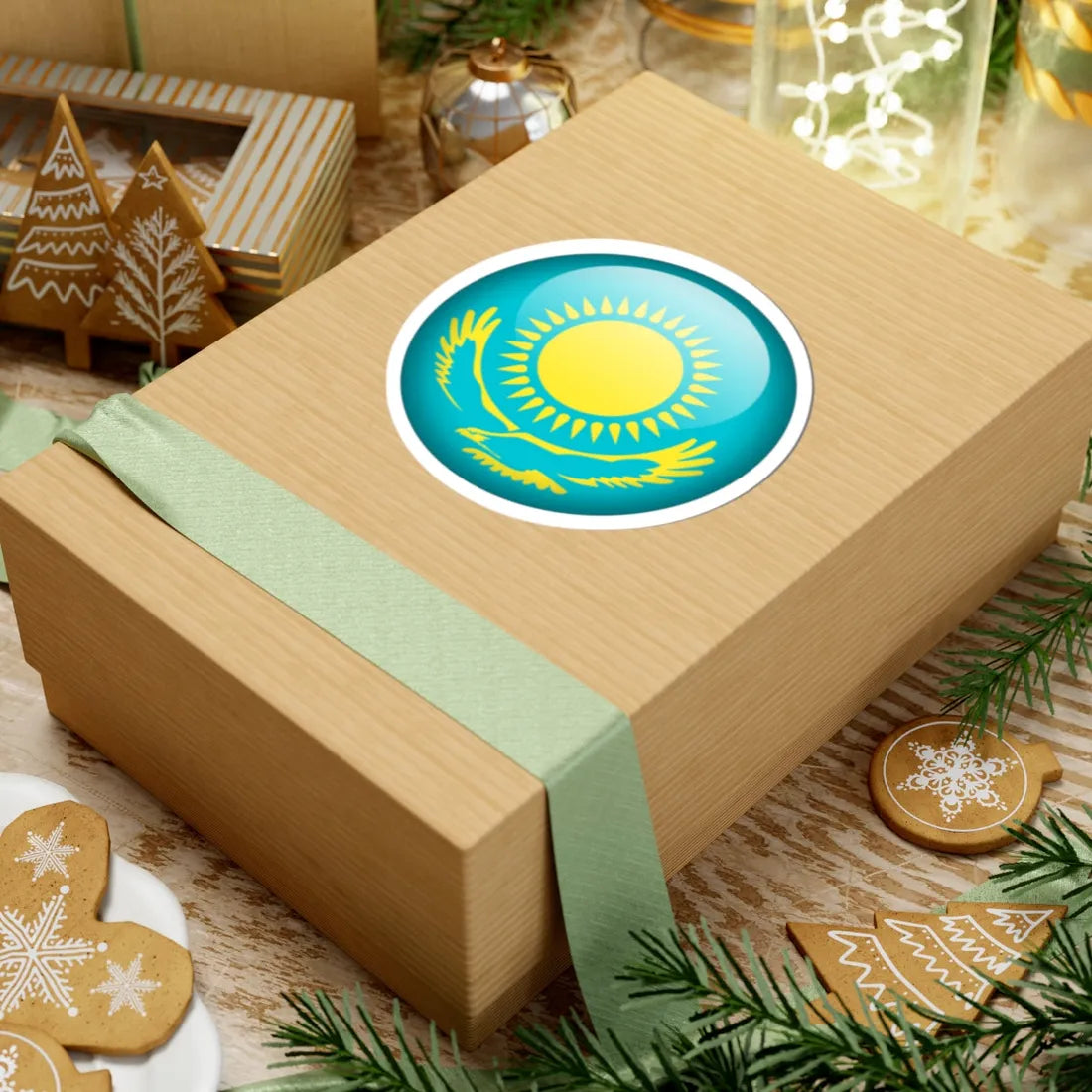 Flag orb Kazakhstan (Kazakhstan) STICKER Vinyl Kiss-Cut Decal - The Sticker Space