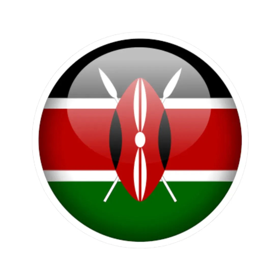 Flag orb Kenya (Kenya) STICKER Vinyl Kiss-Cut Decal 4 Inch White - The Sticker Space