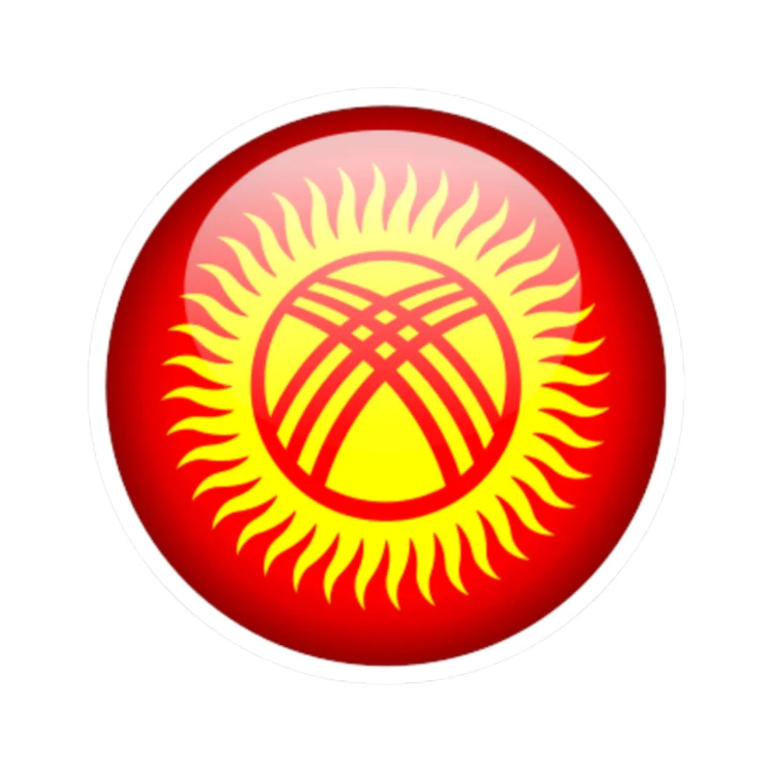 Flag orb Kyrgyzstan (Kyrgyzstan) STICKER Vinyl Kiss-Cut Decal 2 Inch White - The Sticker Space