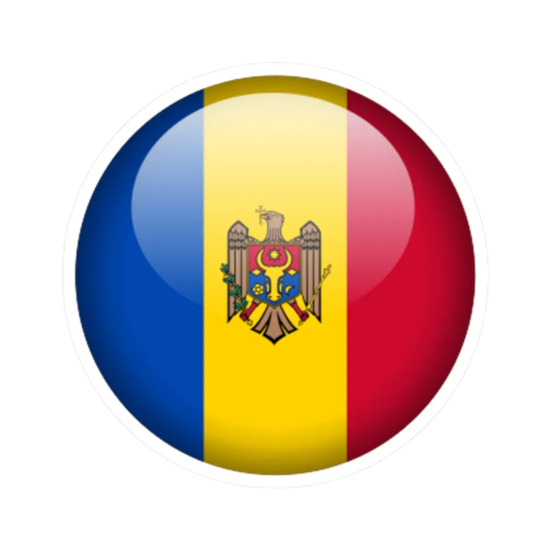 Flag orb Moldova (Moldova) STICKER Vinyl Kiss-Cut Decal 2 Inch White - The Sticker Space