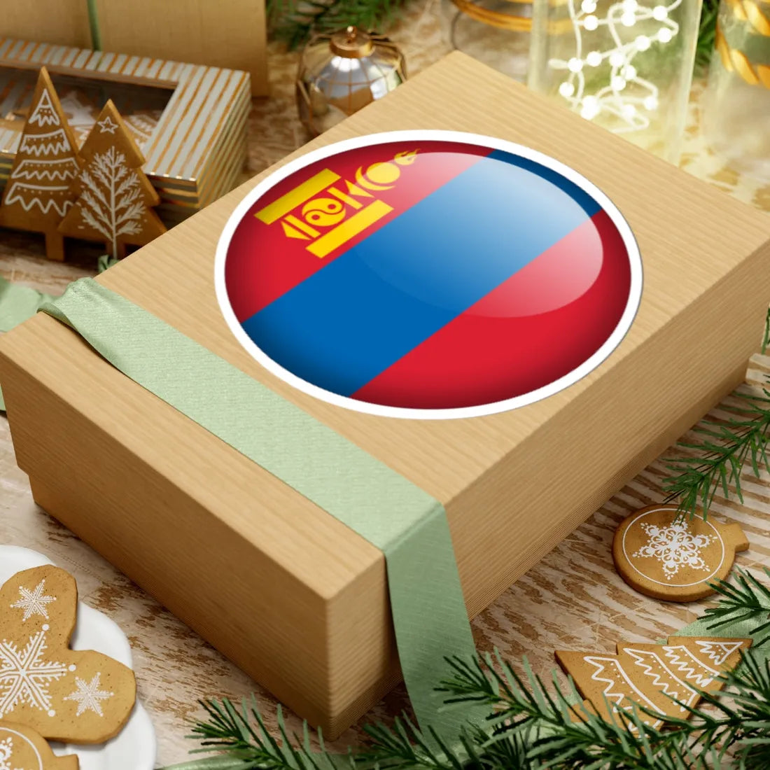 Flag orb Mongolia (Mongolia) STICKER Vinyl Kiss-Cut Decal - The Sticker Space