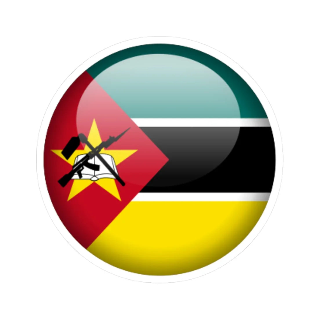 Flag orb Mozambique (Mozambique) STICKER Vinyl Kiss-Cut Decal 6 Inch White - The Sticker Space