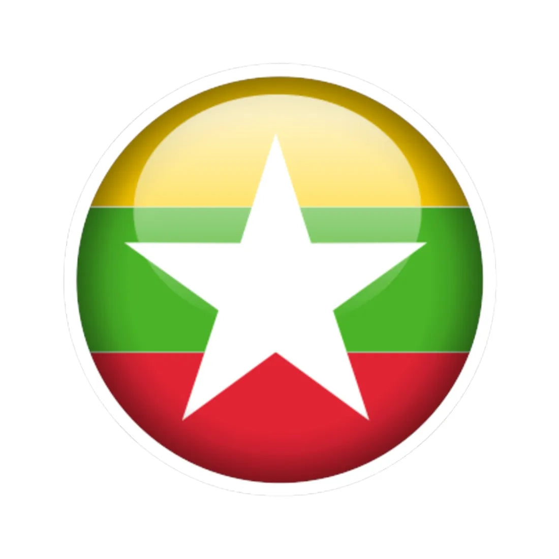 Flag orb Myanmar (Myanmar) STICKER Vinyl Kiss-Cut Decal 3 Inch White - The Sticker Space