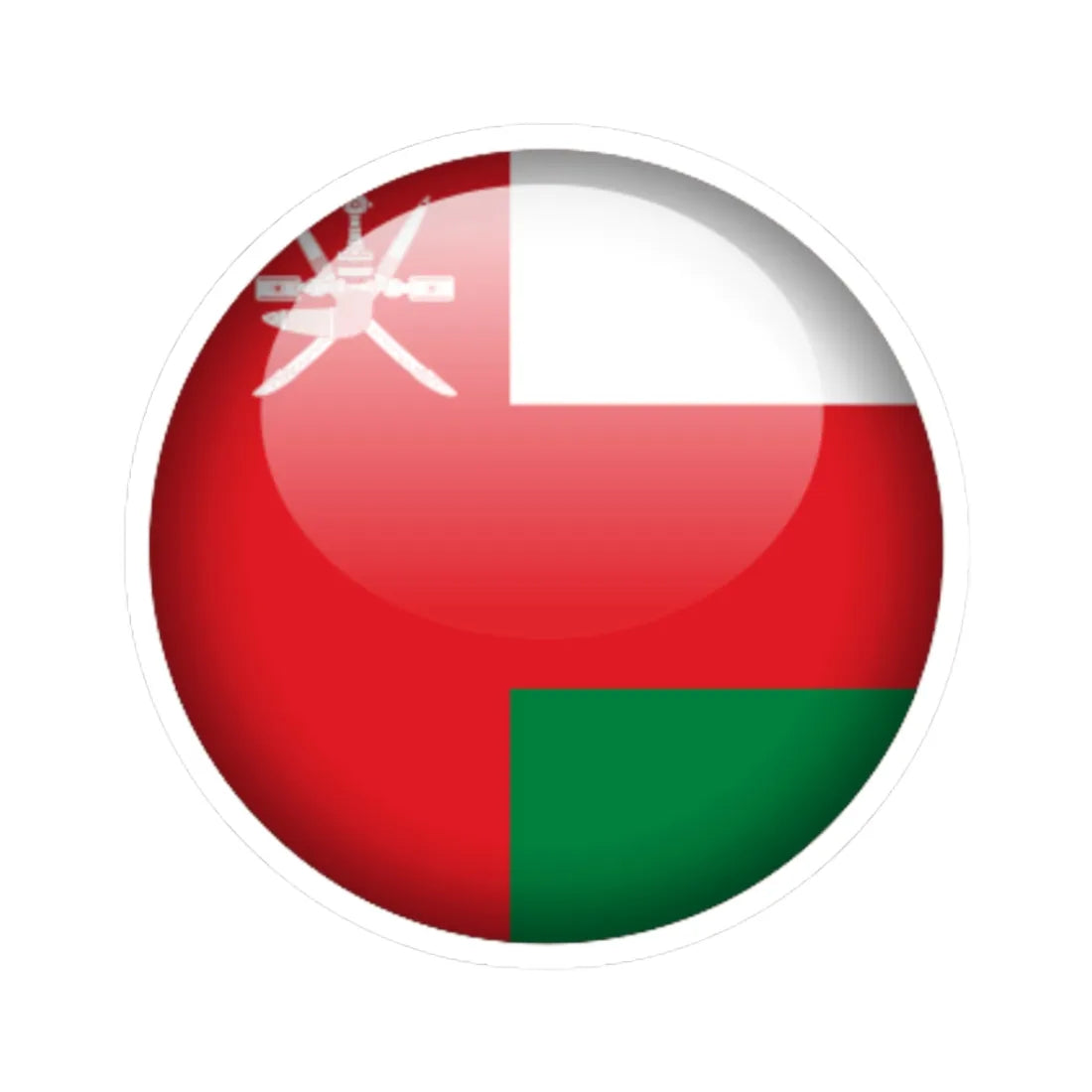 Flag orb Oman (Oman) STICKER Vinyl Kiss-Cut Decal 3 Inch White - The Sticker Space