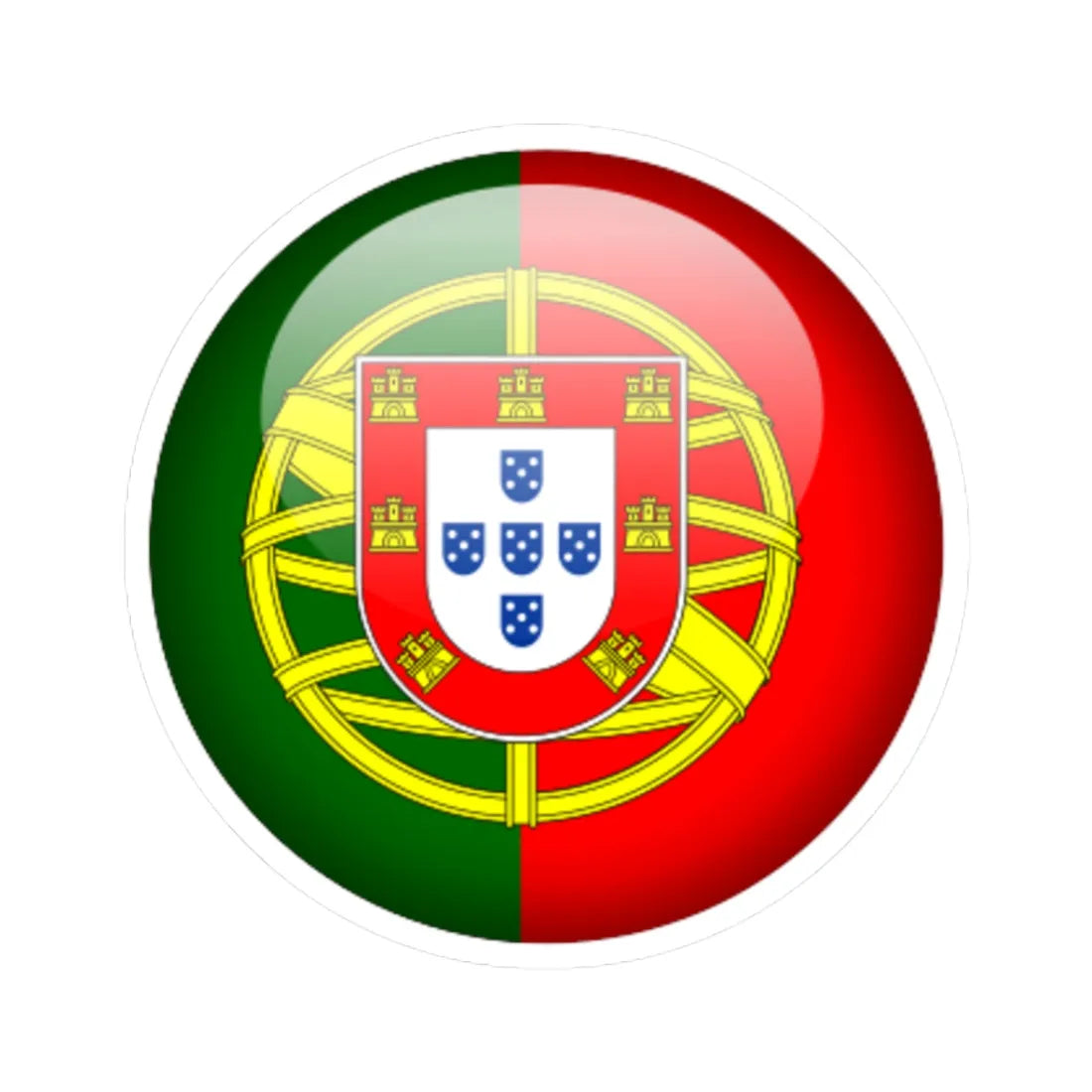 Flag orb Portugal (Portugal) STICKER Vinyl Kiss-Cut Decal 3 Inch White - The Sticker Space