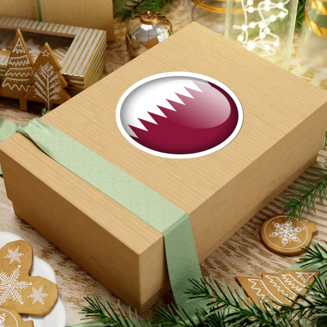 Flag orb Qatar (Qatar) STICKER Vinyl Kiss-Cut Decal - The Sticker Space