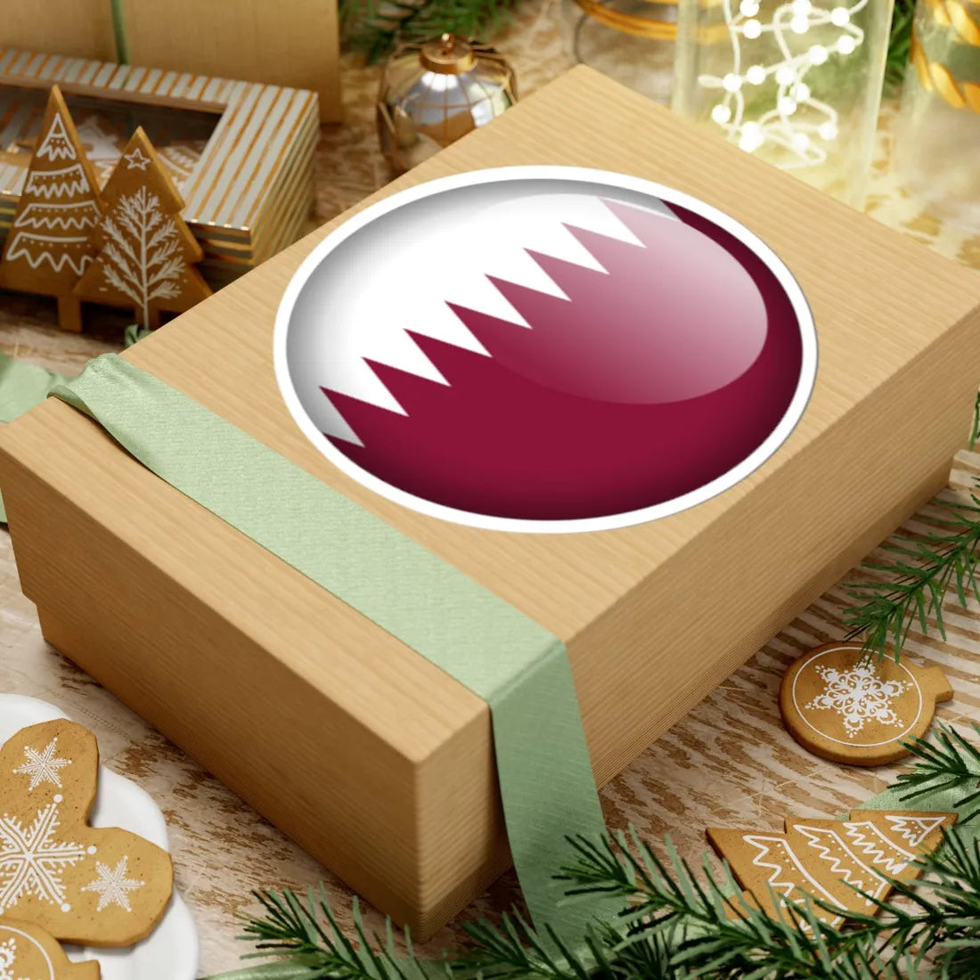 Flag orb Qatar (Qatar) STICKER Vinyl Kiss-Cut Decal - The Sticker Space