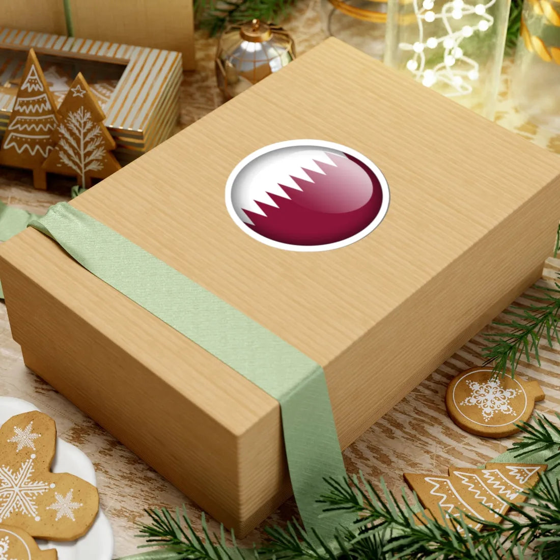 Flag orb Qatar (Qatar) STICKER Vinyl Kiss-Cut Decal - The Sticker Space