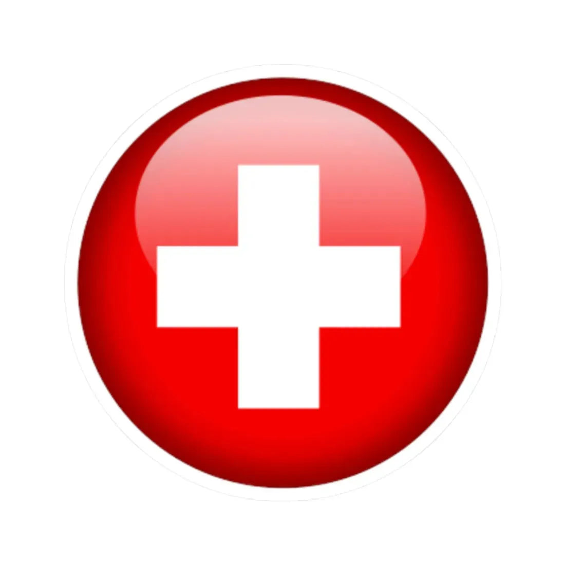 Flag orb Switzerland (Switzerland) STICKER Vinyl Kiss-Cut Decal 2 Inch White - The Sticker Space