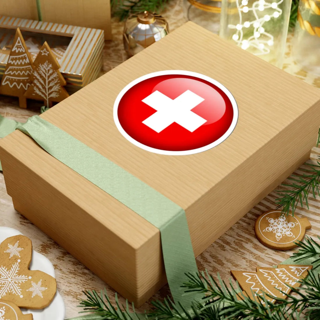 Flag orb Switzerland (Switzerland) STICKER Vinyl Kiss-Cut Decal - The Sticker Space