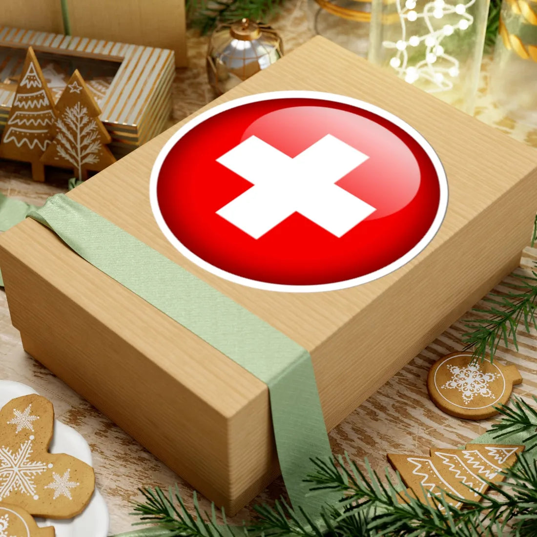 Flag orb Switzerland (Switzerland) STICKER Vinyl Kiss-Cut Decal - The Sticker Space