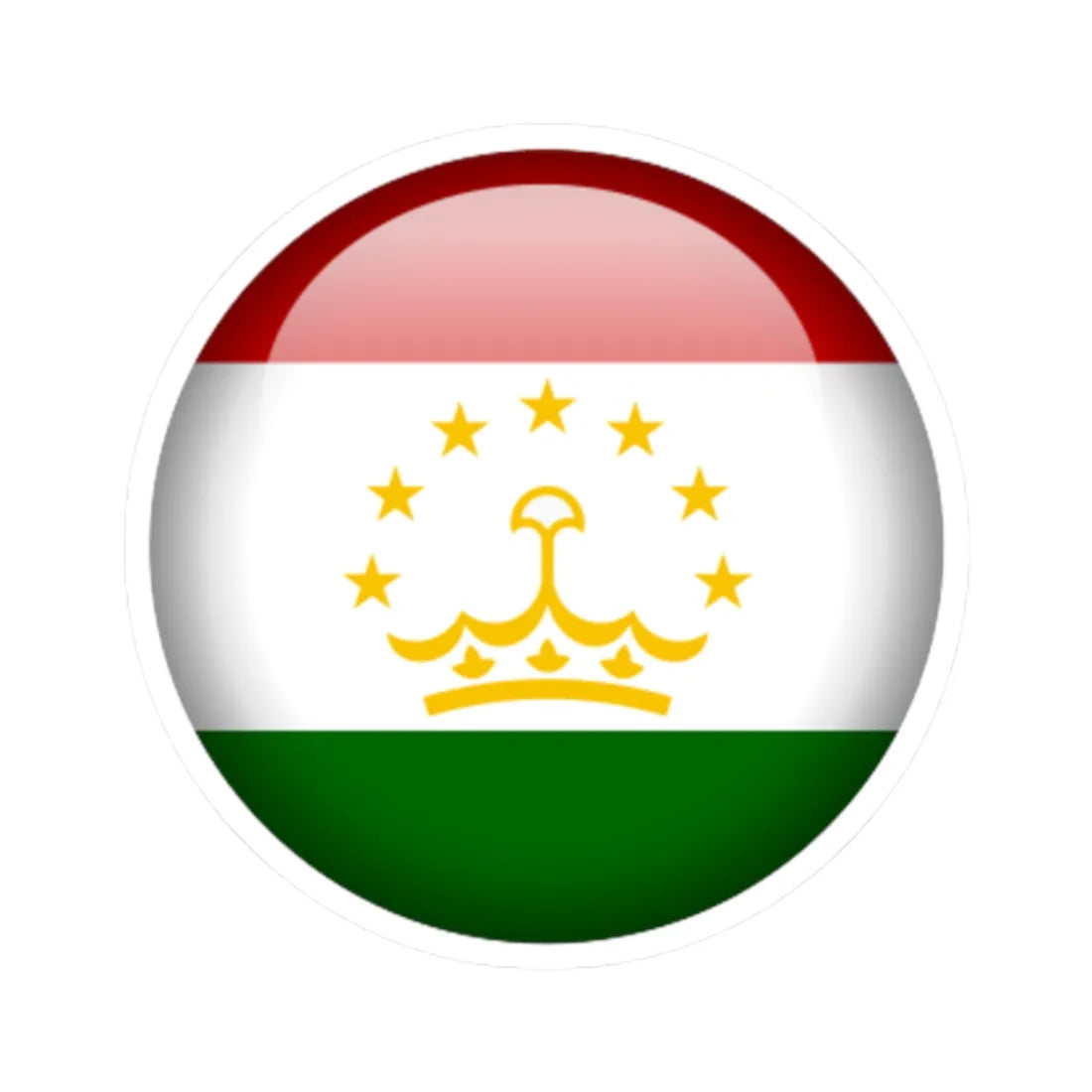 Flag orb Tajikistan (Tajikistan) STICKER Vinyl Kiss-Cut Decal 2 Inch White - The Sticker Space