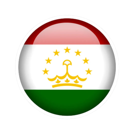 Flag orb Tajikistan (Tajikistan) STICKER Vinyl Kiss-Cut Decal 2 Inch White - The Sticker Space
