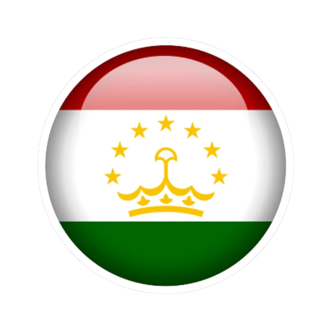 Flag orb Tajikistan (Tajikistan) STICKER Vinyl Kiss-Cut Decal 3 Inch White - The Sticker Space