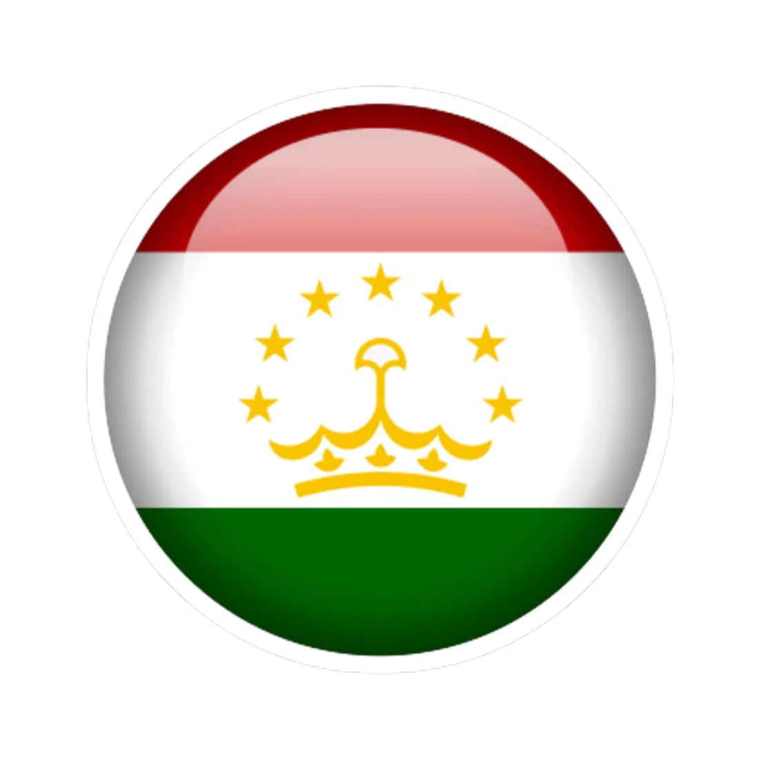 Flag orb Tajikistan (Tajikistan) STICKER Vinyl Kiss-Cut Decal 4 Inch White - The Sticker Space
