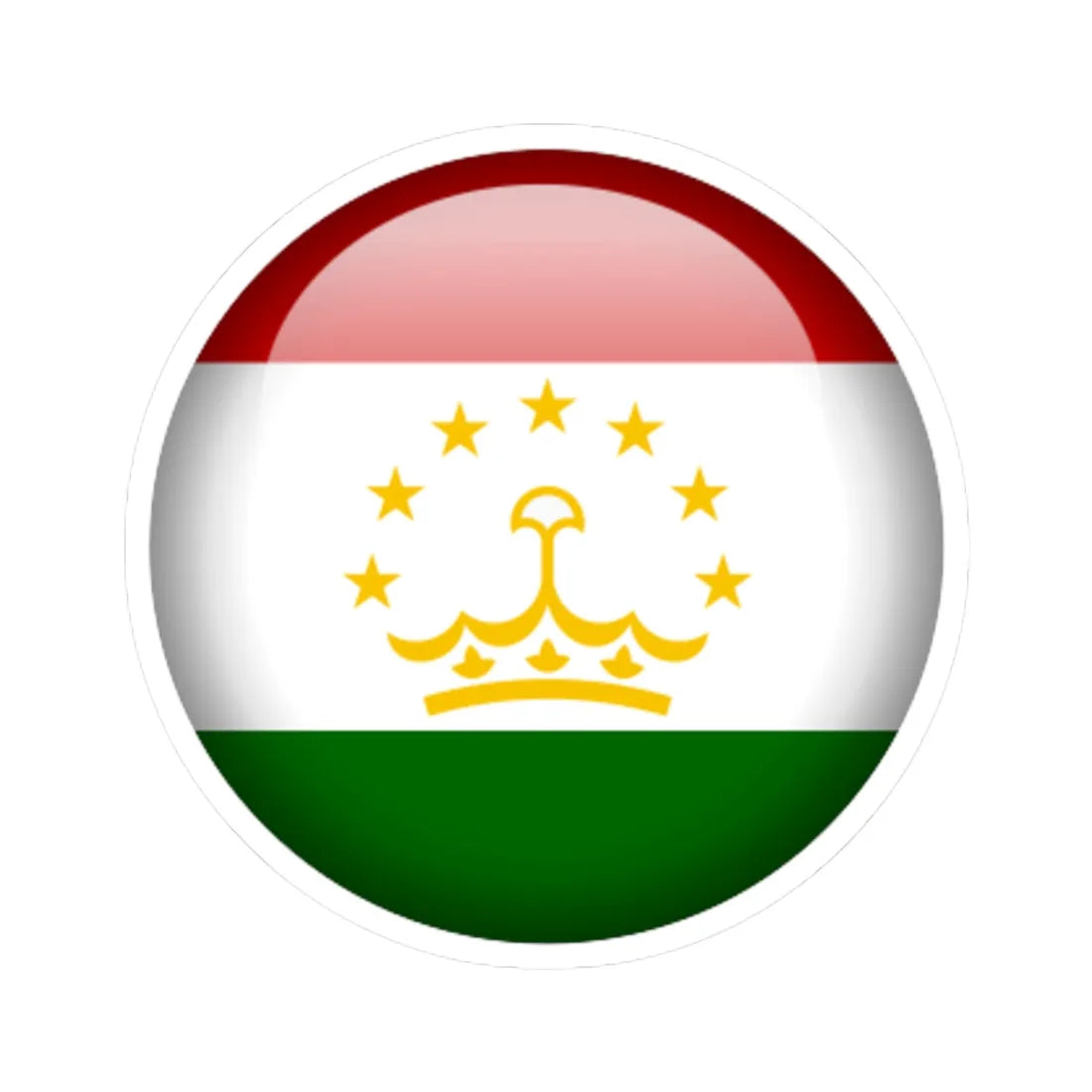 Flag orb Tajikistan (Tajikistan) STICKER Vinyl Kiss-Cut Decal 6 Inch White - The Sticker Space