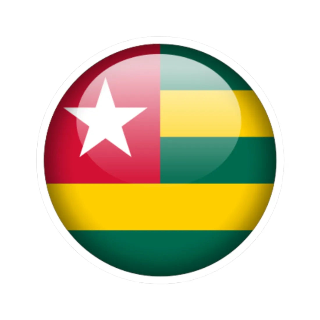 Flag orb Togo (Togo) STICKER Vinyl Kiss-Cut Decal 2 Inch White - The Sticker Space