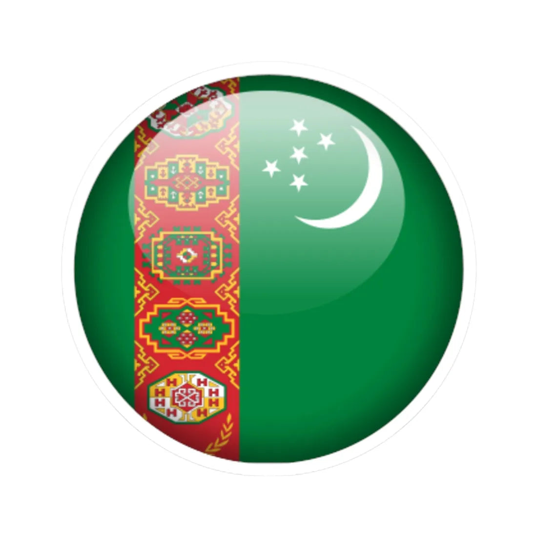Flag orb Turkmenistan (Turkmenistan) STICKER Vinyl Kiss-Cut Decal 6 Inch White - The Sticker Space