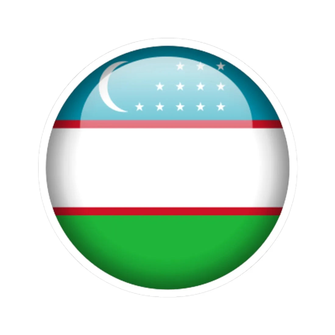 Flag orb Uzbekistan (Uzbekistan) STICKER Vinyl Kiss-Cut Decal 6 Inch White - The Sticker Space