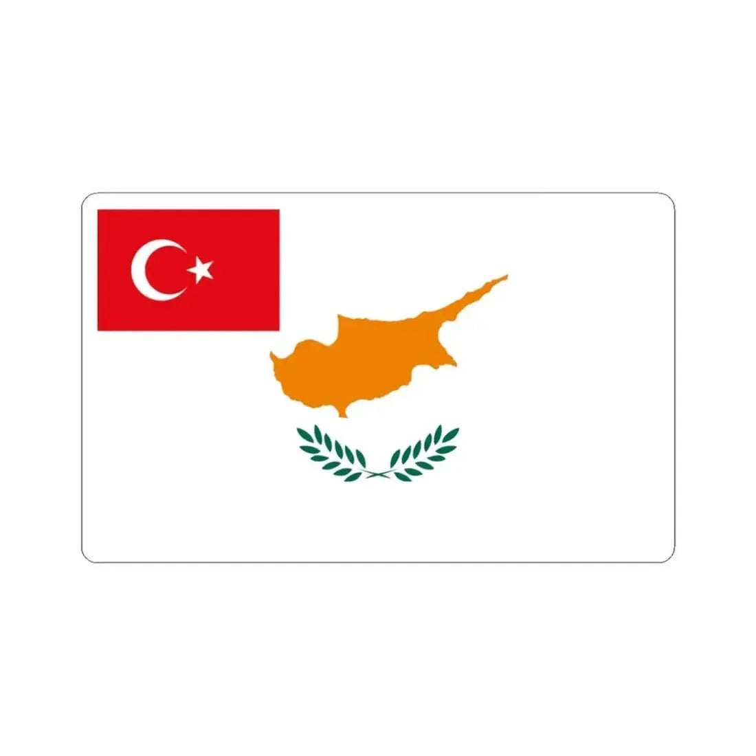 Flag proposed for the Turkish Republic of Northern Cyprus 1983 (Cyprus) STICKER Vinyl Kiss-Cut Decal 3 Inch White - The Sticker Space
