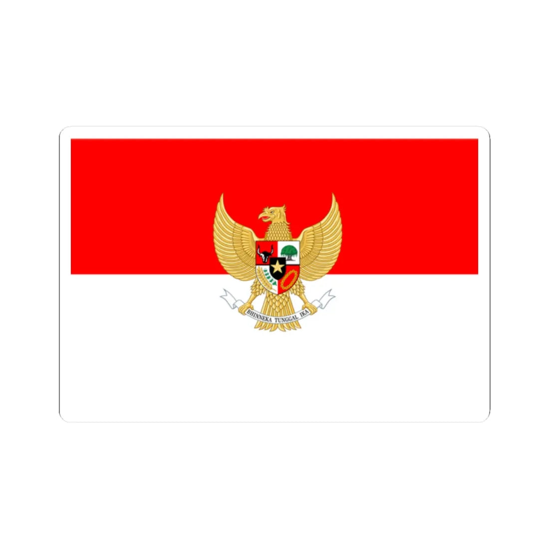 Flag with coat of arms of Indonesia (Indonesia) STICKER Vinyl Kiss-Cut Decal 2 Inch White - The Sticker Space