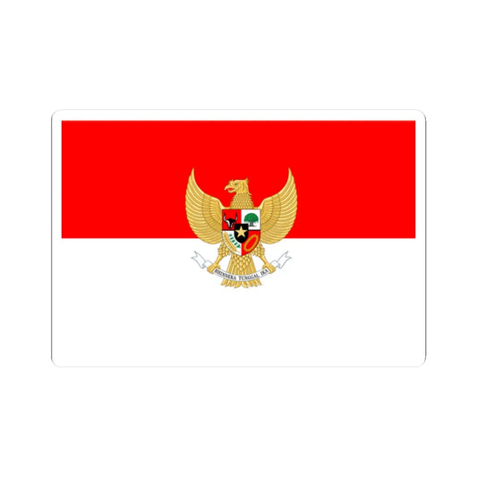 Flag with coat of arms of Indonesia (Indonesia) STICKER Vinyl Kiss-Cut Decal 2 Inch White - The Sticker Space