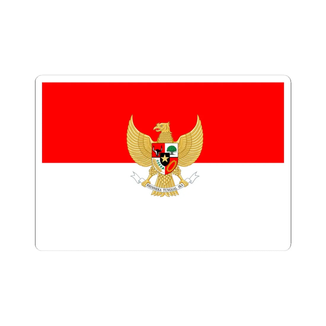Flag with coat of arms of Indonesia (Indonesia) STICKER Vinyl Kiss-Cut Decal 4 Inch White - The Sticker Space