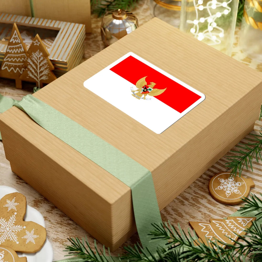 Flag with coat of arms of Indonesia (Indonesia) STICKER Vinyl Kiss-Cut Decal - The Sticker Space