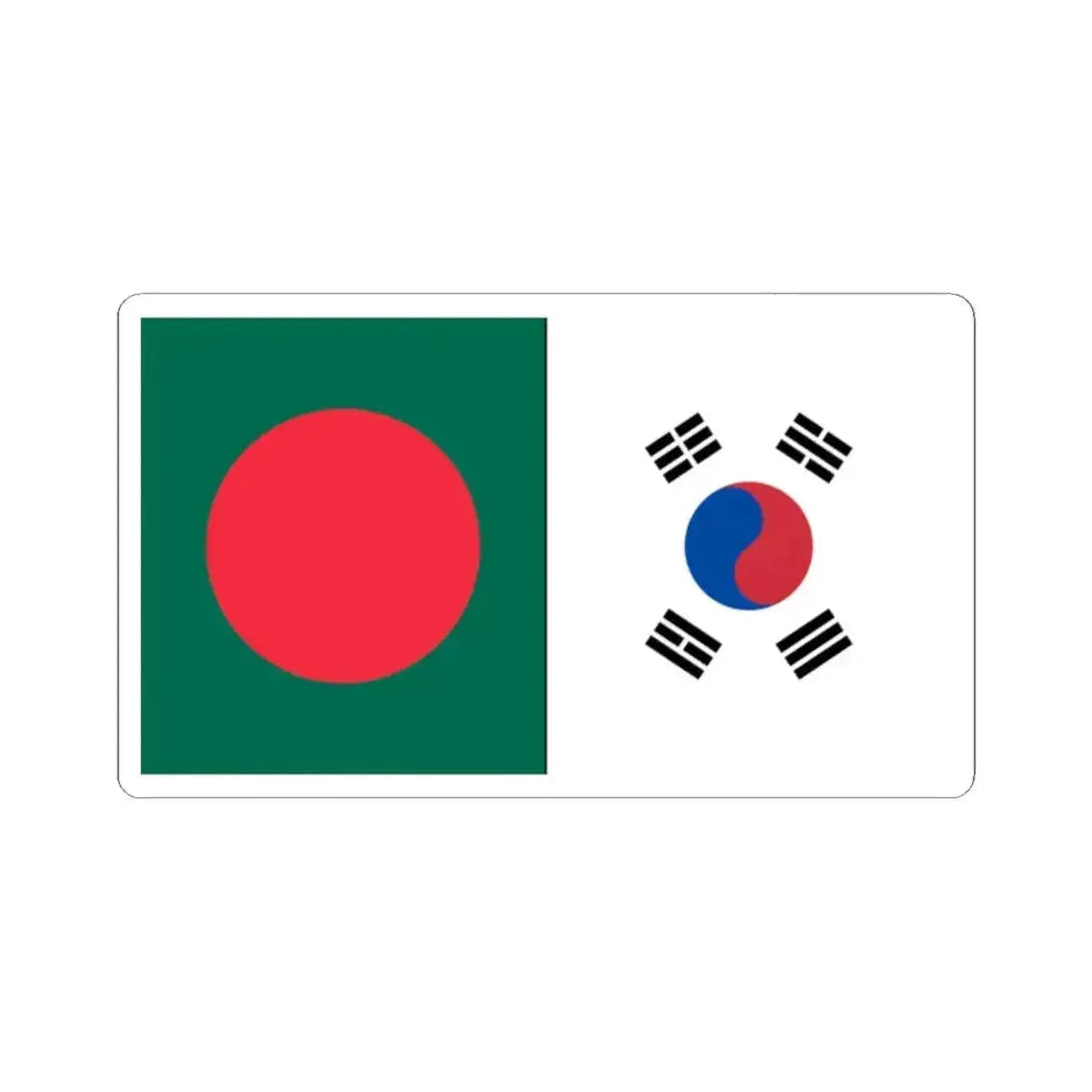 Flags of Bangladesh and South Korea 16-9 (Bangladesh) STICKER Vinyl Kiss-Cut Decal 2 Inch White - The Sticker Space