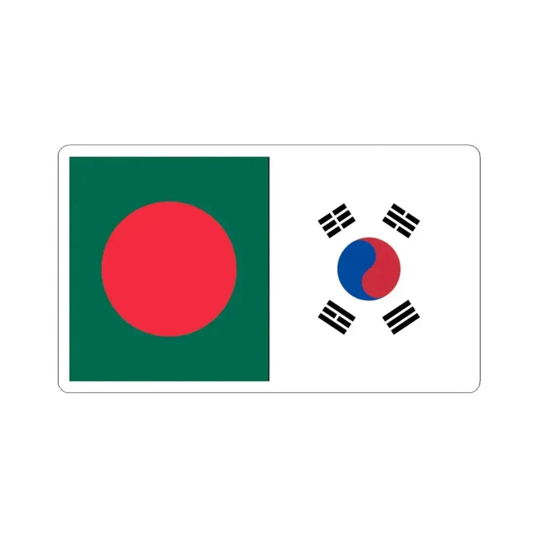 Flags of Bangladesh and South Korea 16-9 (Bangladesh) STICKER Vinyl Kiss-Cut Decal 3 Inch White - The Sticker Space