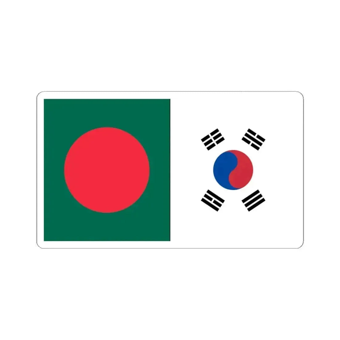 Flags of Bangladesh and South Korea 16-9 (Bangladesh) STICKER Vinyl Kiss-Cut Decal 4 Inch White - The Sticker Space