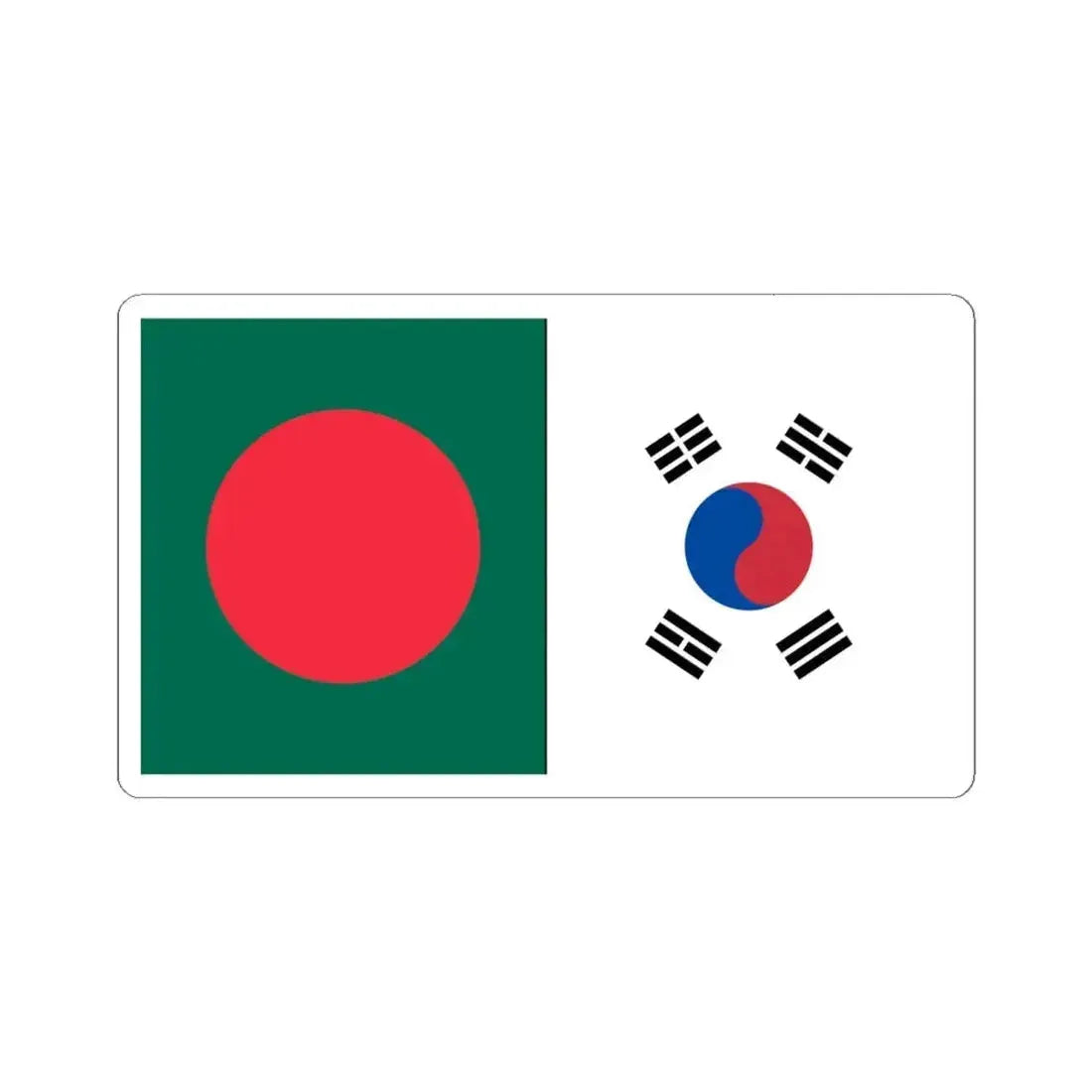 Flags of Bangladesh and South Korea 16-9 (Bangladesh) STICKER Vinyl Kiss-Cut Decal 6 Inch White - The Sticker Space
