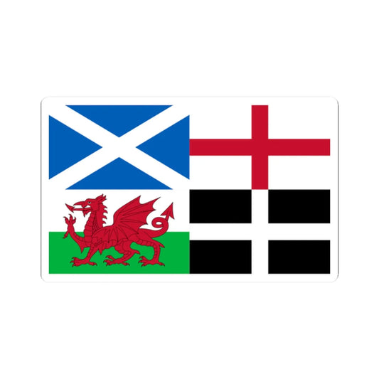 Flags of Scotland England Wales and Cornwall (England) STICKER Vinyl Kiss-Cut Decal 2 Inch White - The Sticker Space