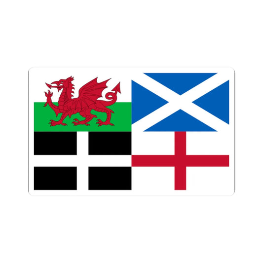 Flags of Wales Scotland Cornwall and England (England) STICKER Vinyl Kiss-Cut Decal 2 Inch White - The Sticker Space