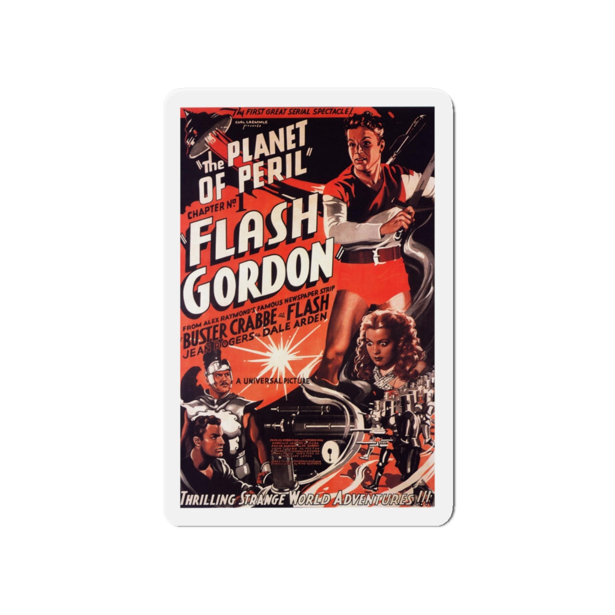 FLASH GORDON - THE PLANET OF PERIL 1936 Movie Poster - Die-Cut Magnet-5" x 5"-The Sticker Space