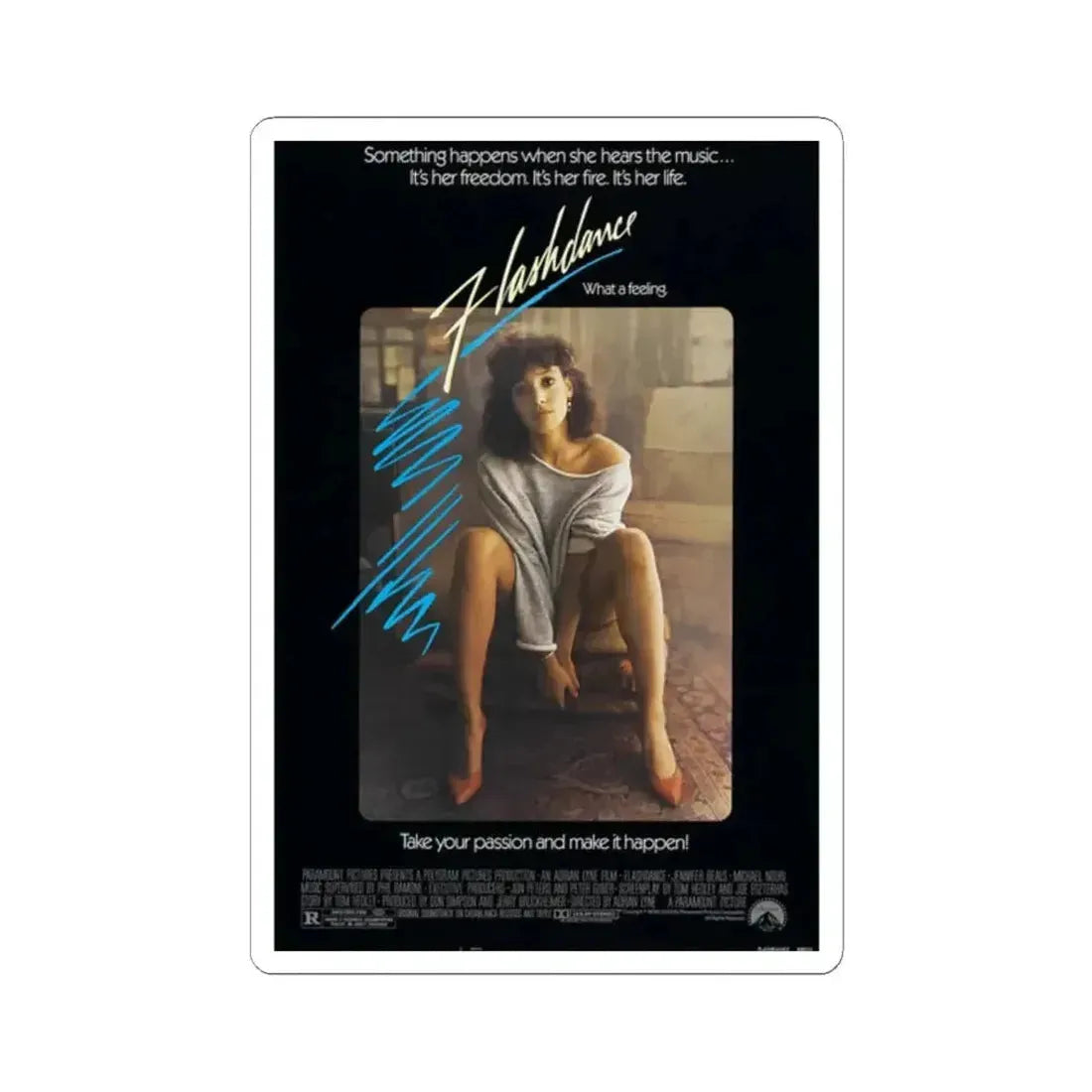 Flashdance 1983 Movie Poster - STICKER Vinyl Kiss-Cut Decal 2 Inch White - The Sticker Space