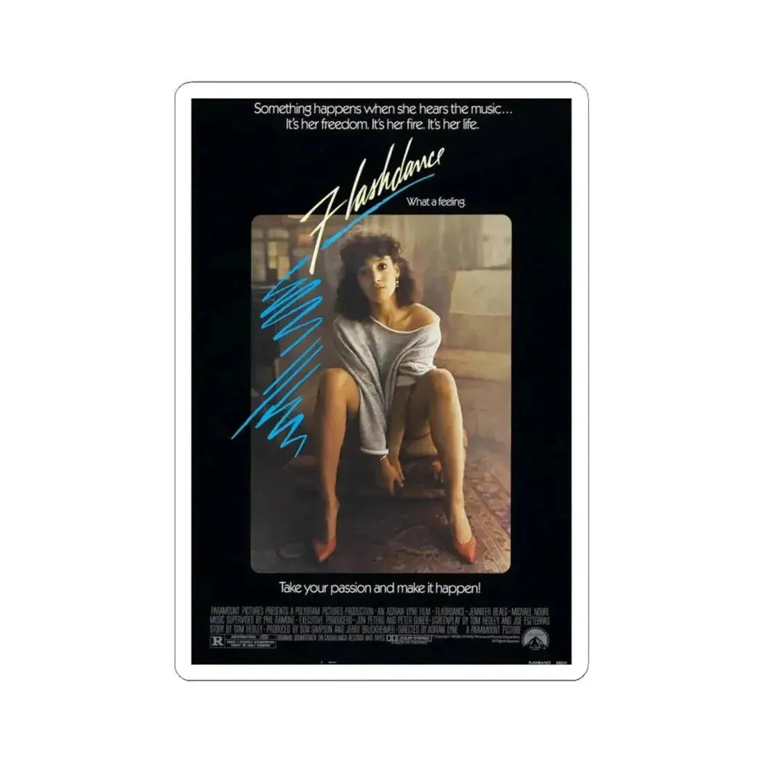Flashdance 1983 Movie Poster - STICKER Vinyl Kiss-Cut Decal 6 Inch White - The Sticker Space