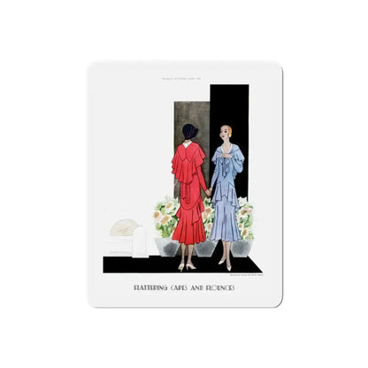 Flattering Capes And Flounces, McCall's, April 1930 (Magazine Illustration) Refrigerator Magnet 6 Inch Die-Cut - The Sticker Space