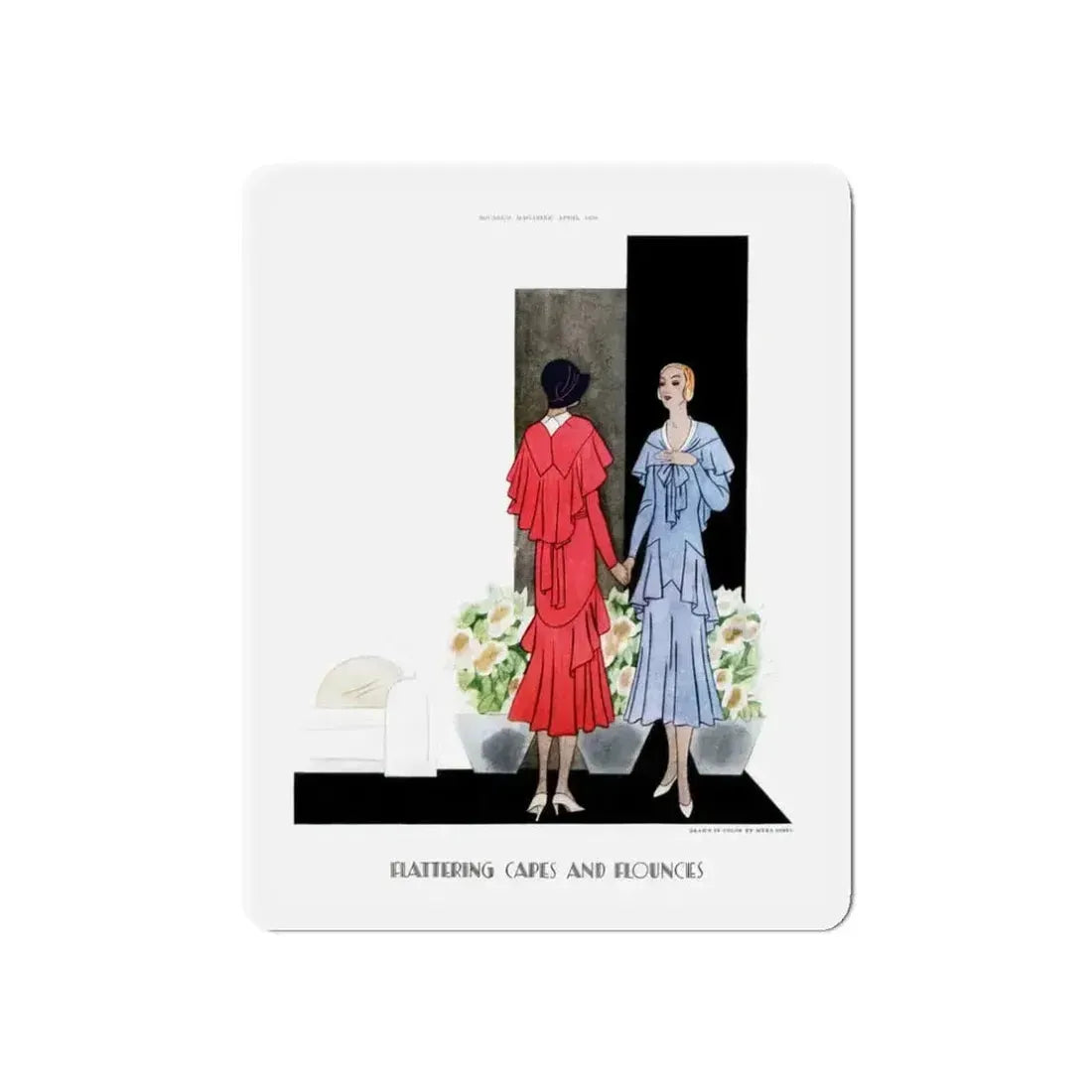 Flattering Capes And Flounces, McCall's, April 1930 (Magazine Illustration) Refrigerator Magnet - The Sticker Space