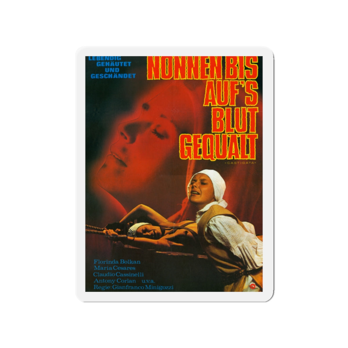 FLAVIA THE HERETIC (GERMAN) 1974 Movie Poster - Die-Cut Magnet-2" x 2"-The Sticker Space