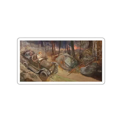 Fleeing the Fire, 1923 (Magazine Illustration) STICKER Vinyl Die-Cut Decal - The Sticker Space