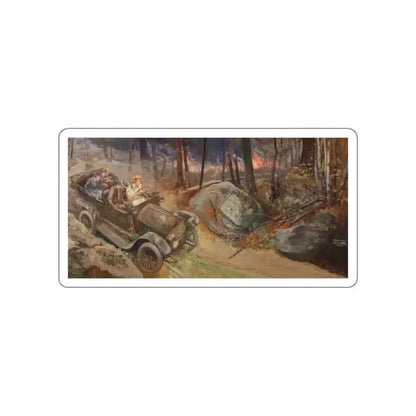 Fleeing the Fire, 1923 (Magazine Illustration) STICKER Vinyl Die-Cut Decal - The Sticker Space