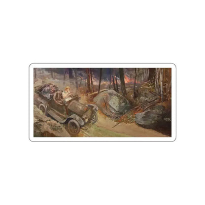 Fleeing the Fire, 1923 (Magazine Illustration) STICKER Vinyl Die-Cut Decal White Die-Cut 3 Inch - The Sticker Space
