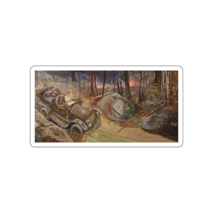 Fleeing the Fire, 1923 (Magazine Illustration) STICKER Vinyl Die-Cut Decal White Die-Cut 5 Inch - The Sticker Space