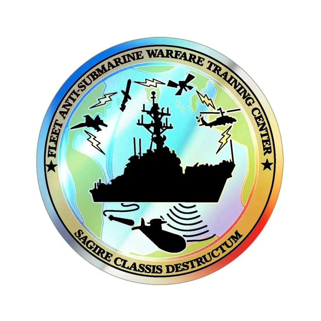 Fleet Anti Submarine Warfare Training Center (U.S. Navy) Holographic STICKER Die-Cut Vinyl Decal 4 Inch Holographic - The Sticker Space